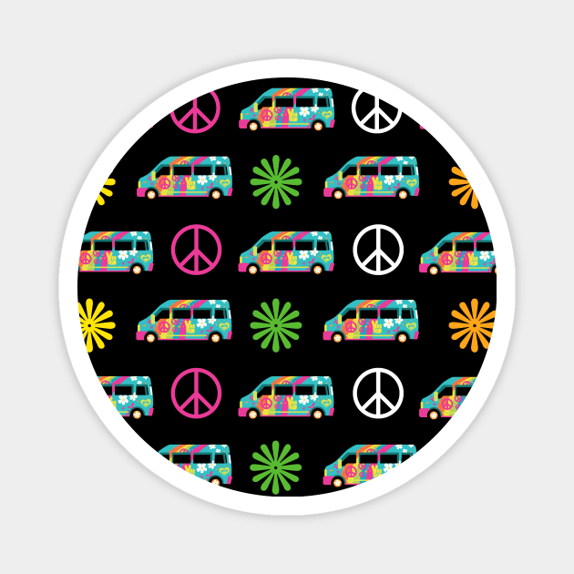 Groovy 70s Hippie Bus Pattern Magnet by epiclovedesigns